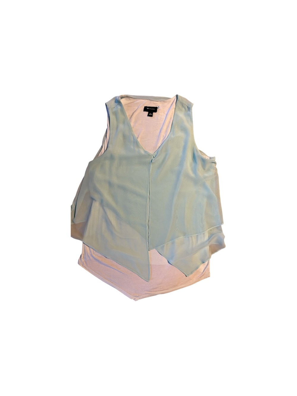 AB Studio Pale Blue Layered V-Neck Chiffon Blouse